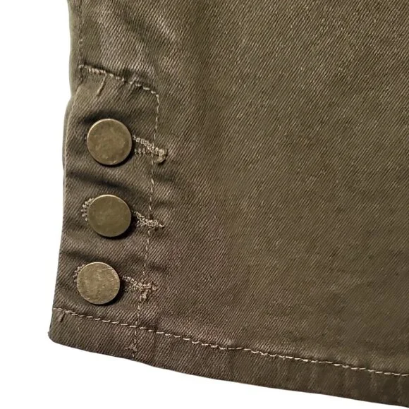 New Directions Olive Green Womens Pants Size 14P Button Detail Ankle Hem Casual - Picture 13 of 15